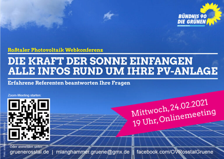Erinnerung: „Die Kraft der Sonne einfangen“ – Photovoltaik-Webkonferenz des OV Roßtal