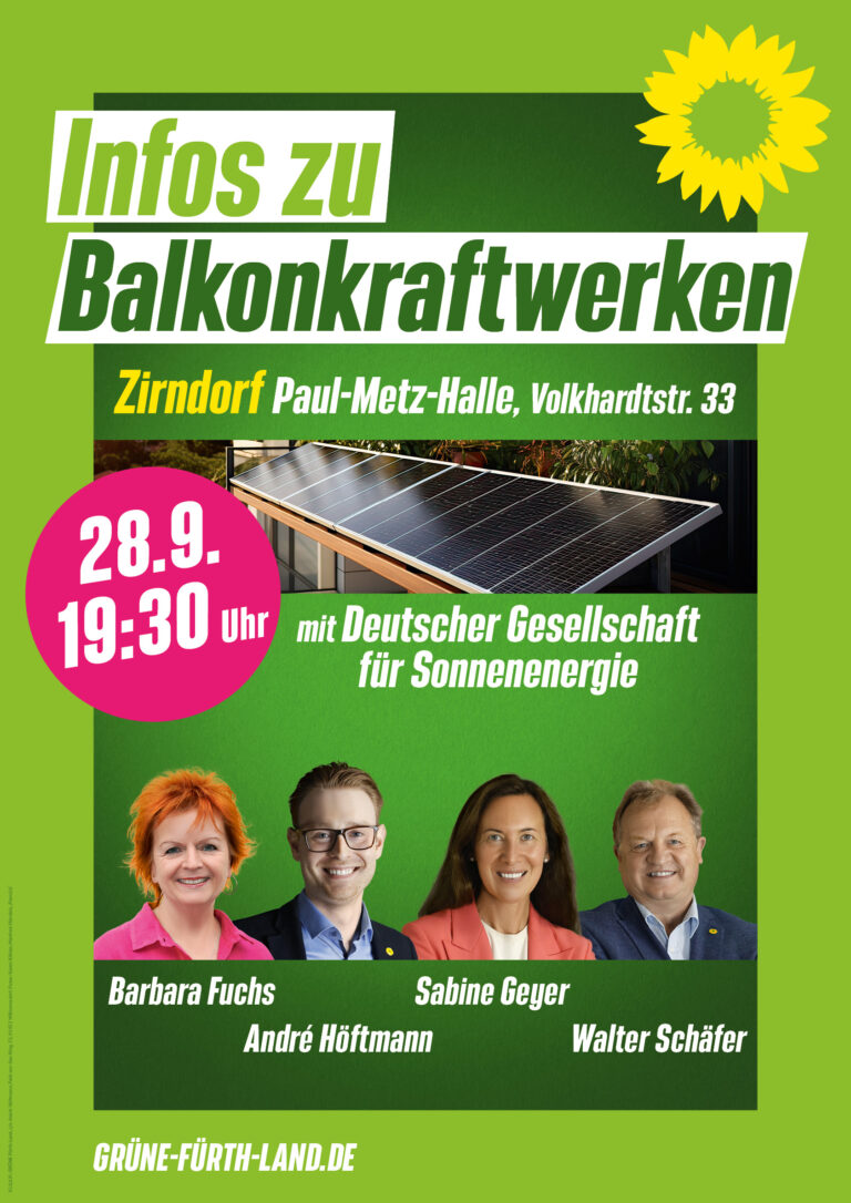 Einladung: Infos zu Balkonkraftwerken – Expertenvortrag am 28.9. in Zirndorf