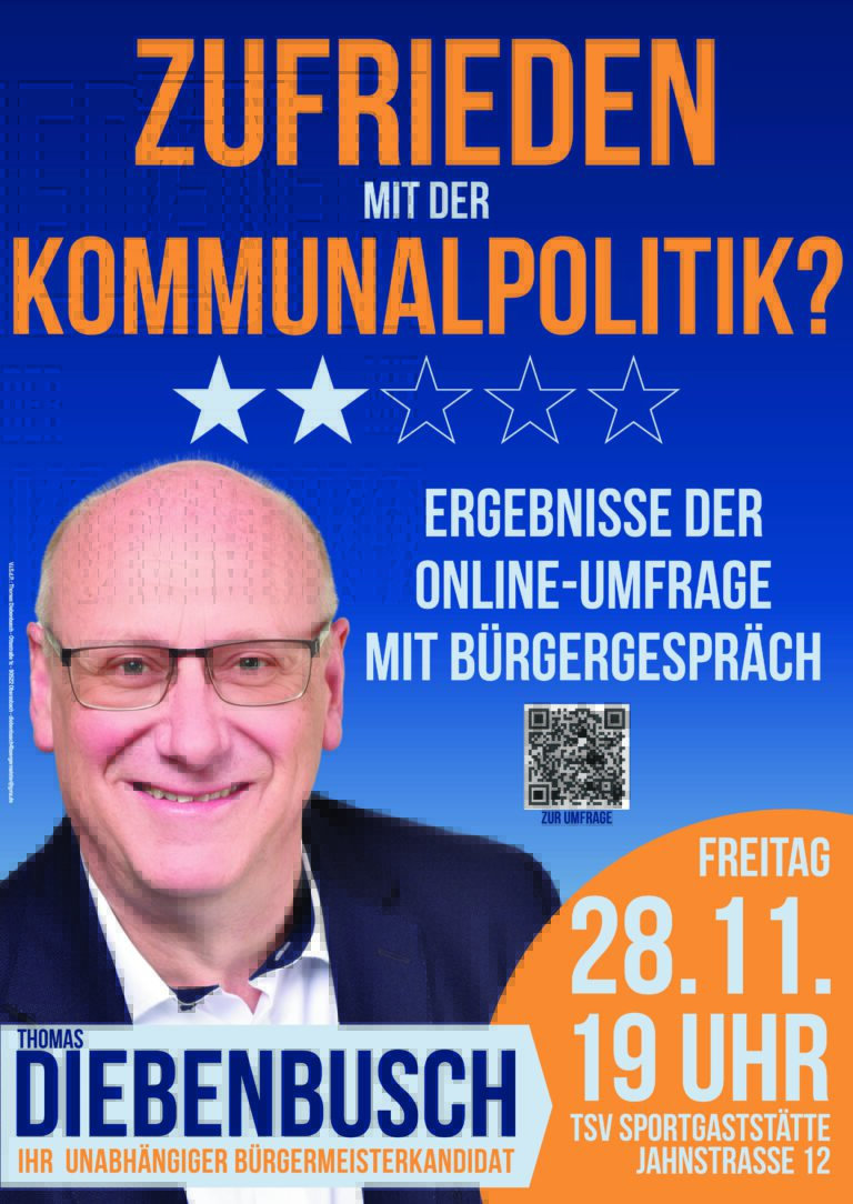 Komm zum Gespräch mit unserem überparteilichen Bürgermeisterkandidaten Thomas Diebenbusch